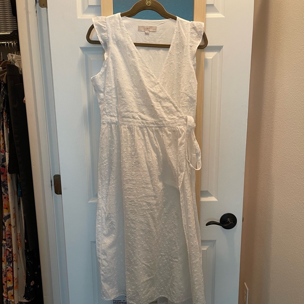 White Loft Mid Wrap Dress